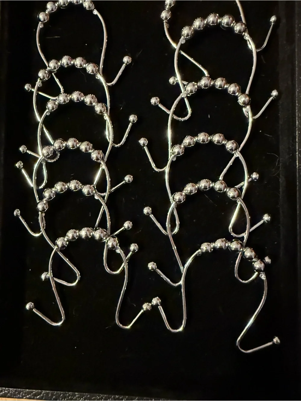 Silver Beaded Shower Curtain Hanger Set of 12 - Bathroom
